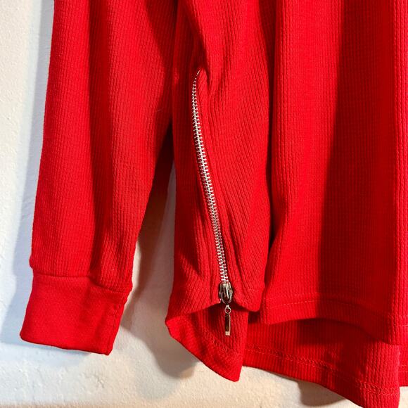 Encrypted Supply Co Shirt Womens Large Red Thermal Waffle Knit Long Sleeve NWT - Picture 6 of 8